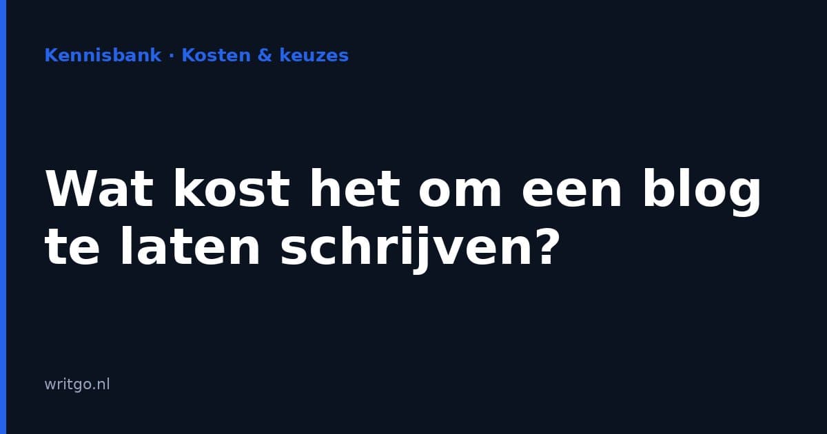 Wat kost het om een blog te laten schrijven?