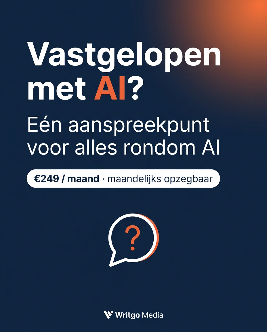 Vastgelopen met AI? Eén aanspreekpunt voor alles rondom AI — €249 per maand, maandelijks opzegbaar