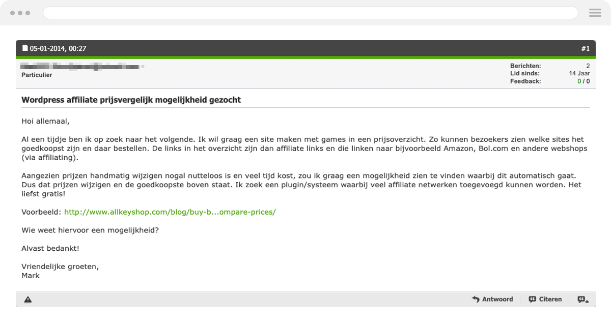 Affiliate Held plugin op sitedeals.nl