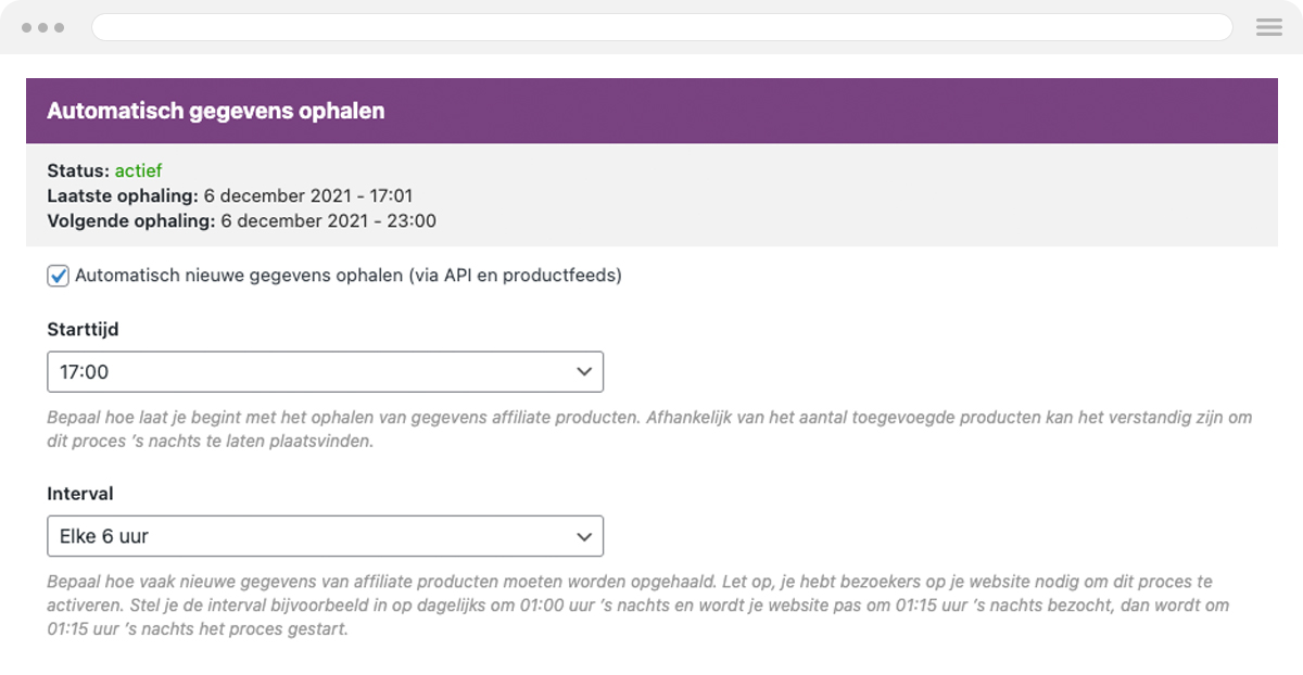 Affiliate Held automatisch productgegevens ophalen