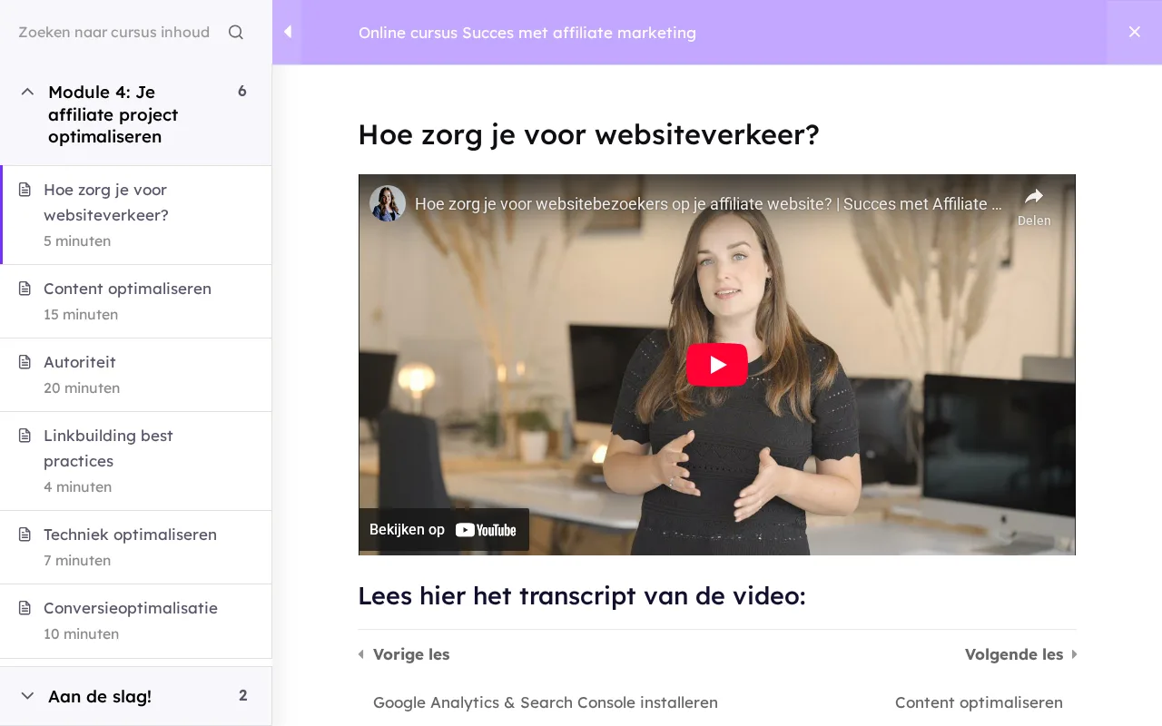 Screenshot les: hoe zorg je voor websiteverkeer - SEO voor affiliates