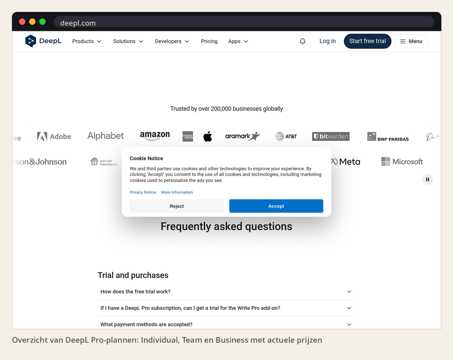 Overzicht van DeepL Pro-plannen: Individual, Team en Business met actuele prijzen