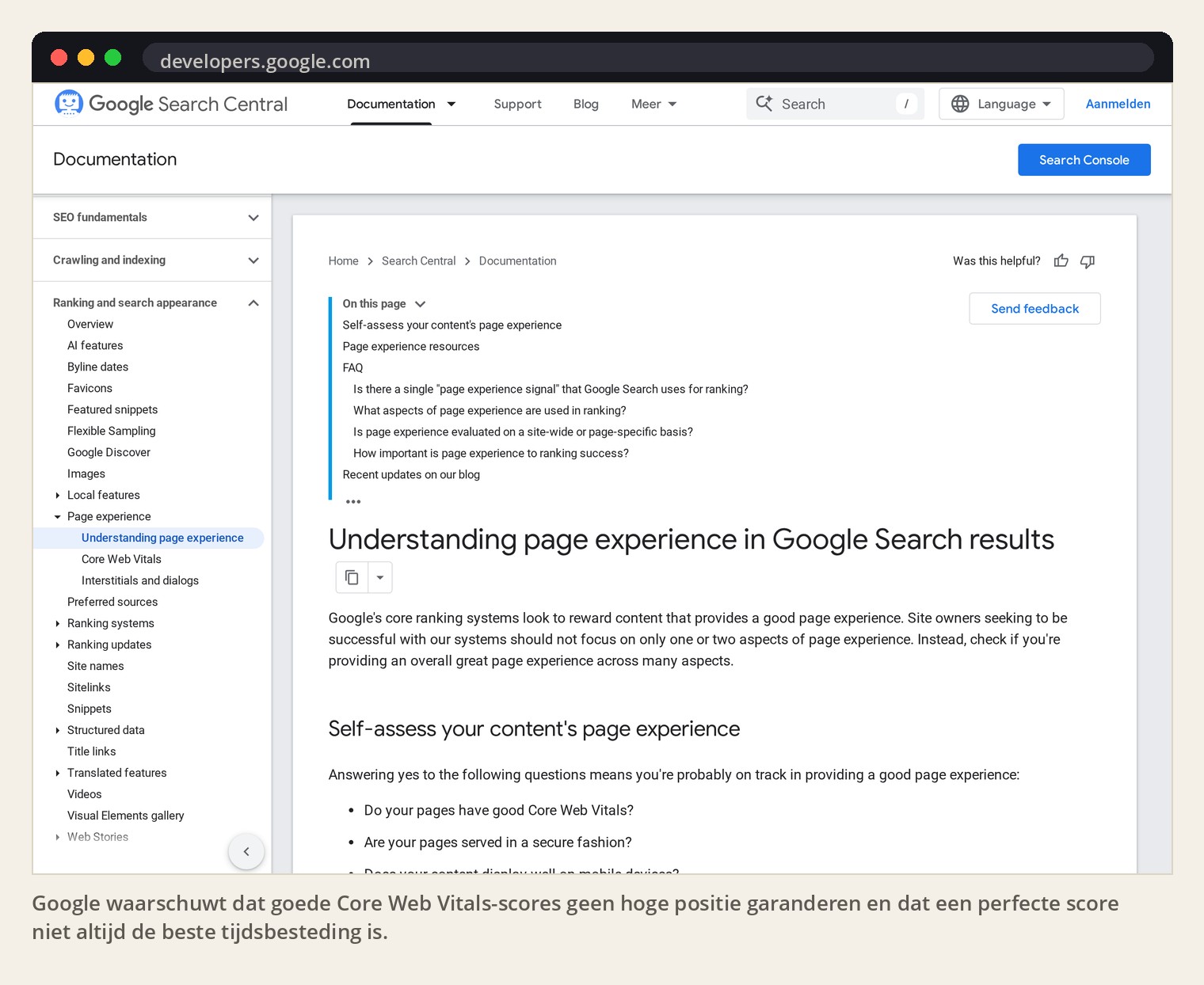 Google waarschuwt dat goede Core Web Vitals-scores geen hoge positie garanderen en dat een perfecte score niet altijd de beste tijdsbesteding is.