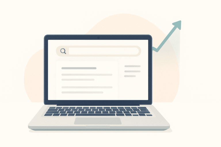 wat is een seo tekst llustratie van SEO tekst met zoekbalk en groeigrafiek